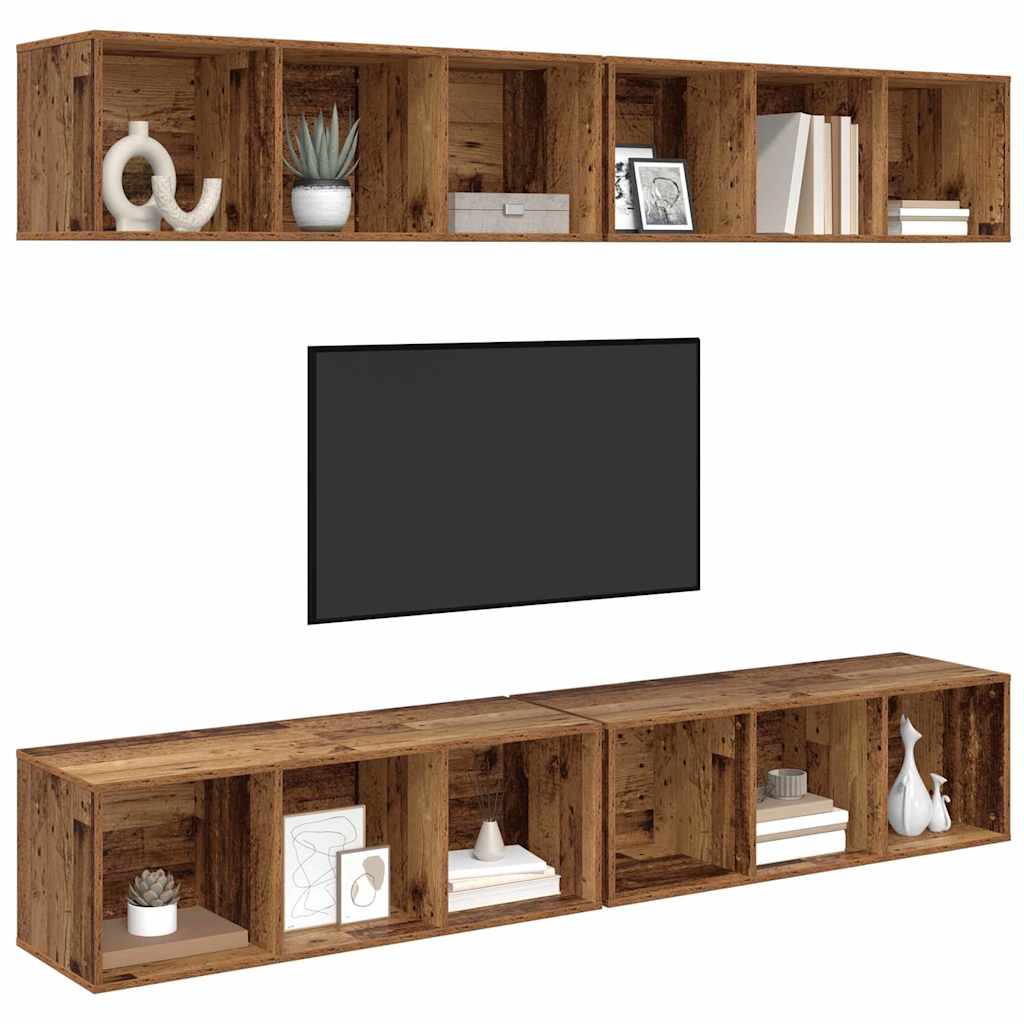 TV szekrény garnitúra 4 pcs Öreg fa 37 x 37 x 107 cm Faanyag