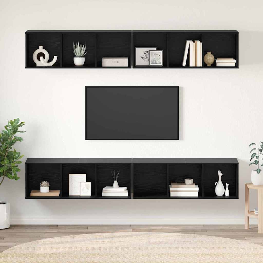 TV szekrény garnitúra 4 db Fekete tölgy Szerelt Fa