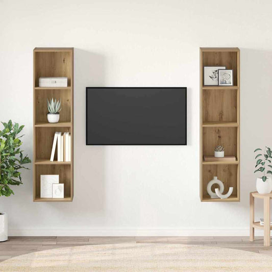 TV szekrény garnitúra 2 pcs Barna 37 x 37 x 142,5 cm Faanyag