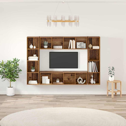 TV szekrény garnitúra 4 pcs Barna 37 x 37 x 142,5 cm Faanyag