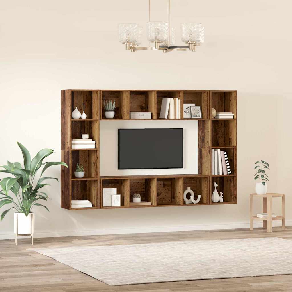 TV szekrény garnitúra 4 pcs Barna 37 x 37 x 142,5 cm Faanyag
