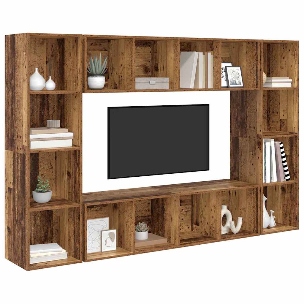 TV szekrény garnitúra 4 pcs Barna 37 x 37 x 142,5 cm Faanyag