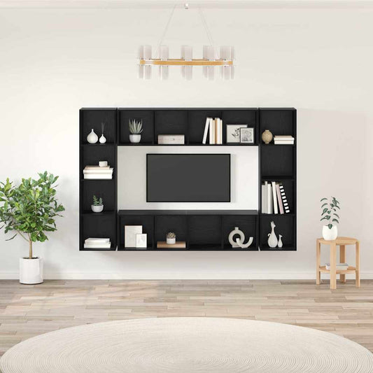 TV szekrény garnitúra 4 pcs Fekete 37 x 37 x 142,5 cm Faanyag