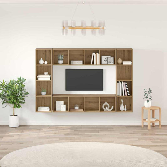 TV szekrény garnitúra 4 pcs Barna 37 x 37 x 142,5 cm Faanyag