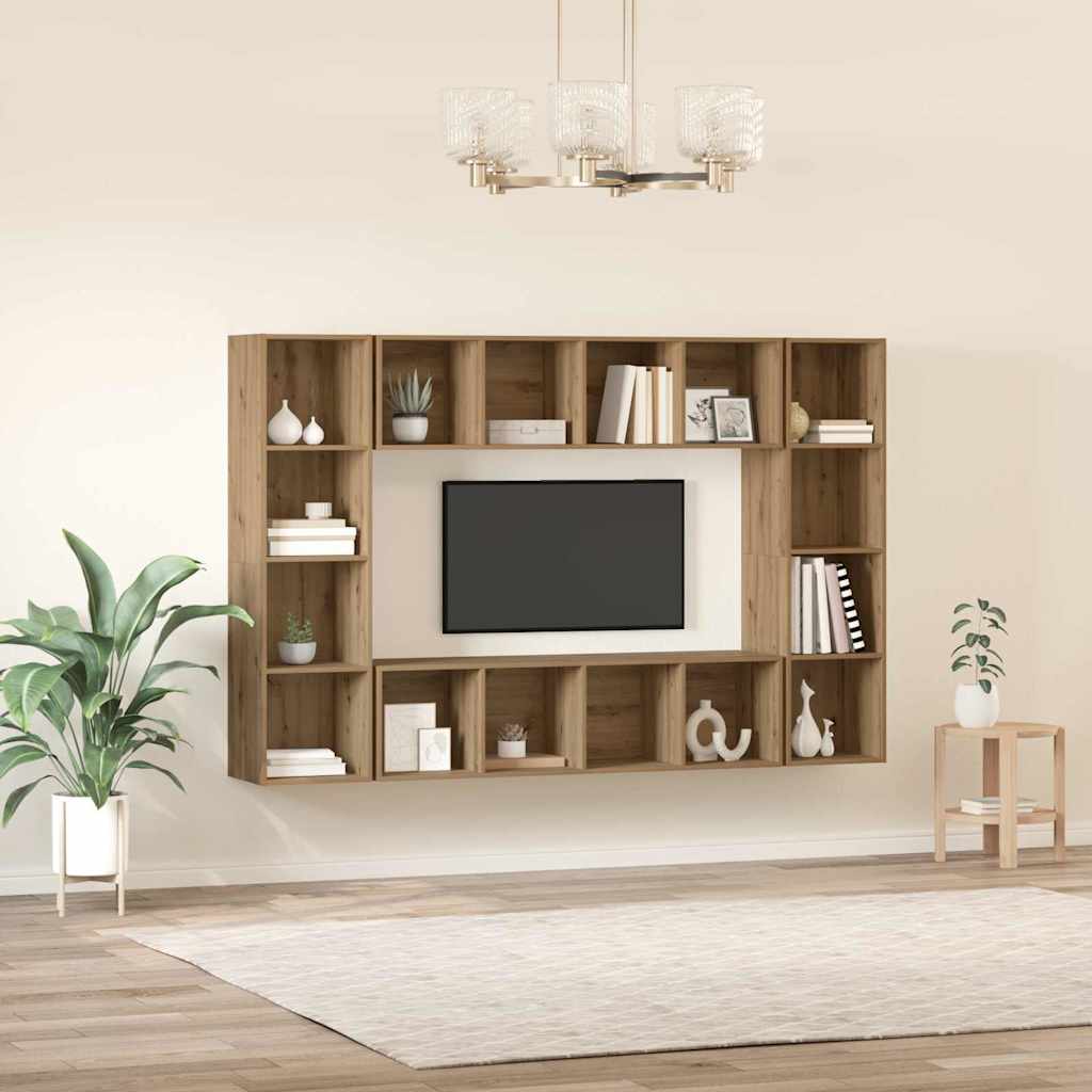 TV szekrény garnitúra 4 pcs Barna Faanyag