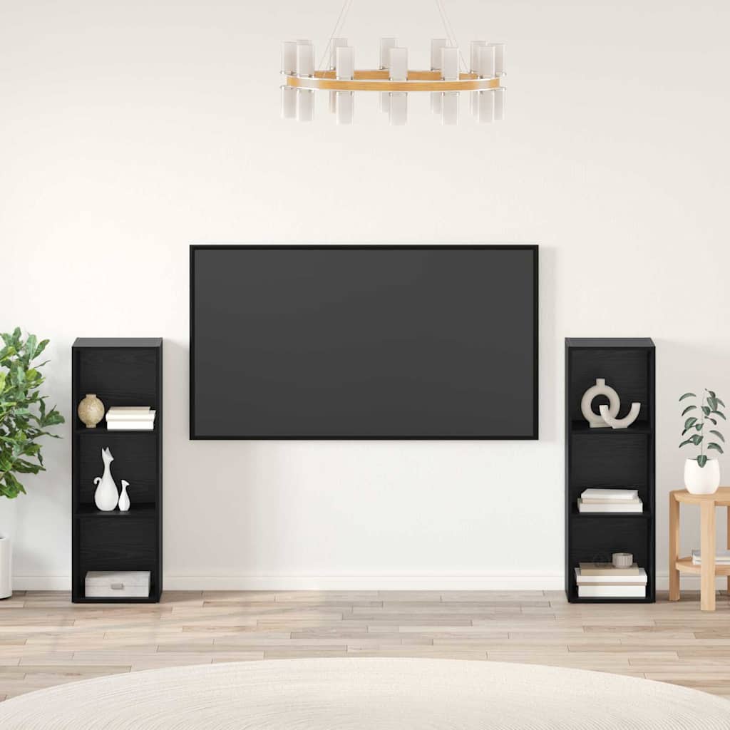 TV szekrény garnitúra 2 db Fekete tölgy Szerelt Fa