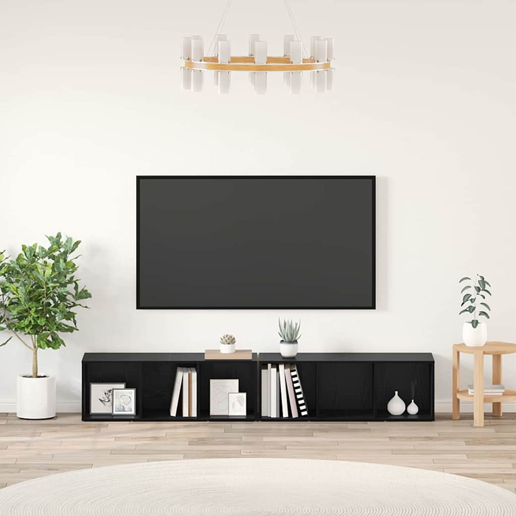 TV szekrény garnitúra 2 db Fekete tölgy Szerelt Fa