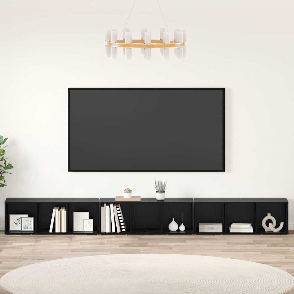 TV szekrény garnitúra 3 db Fekete tölgy Szerelt Fa