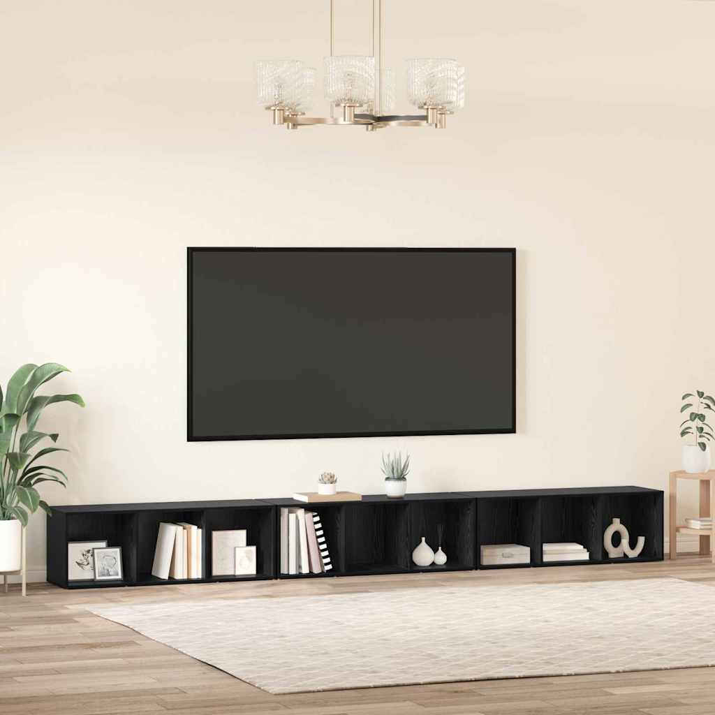 TV szekrény garnitúra 3 db Fekete tölgy Szerelt Fa