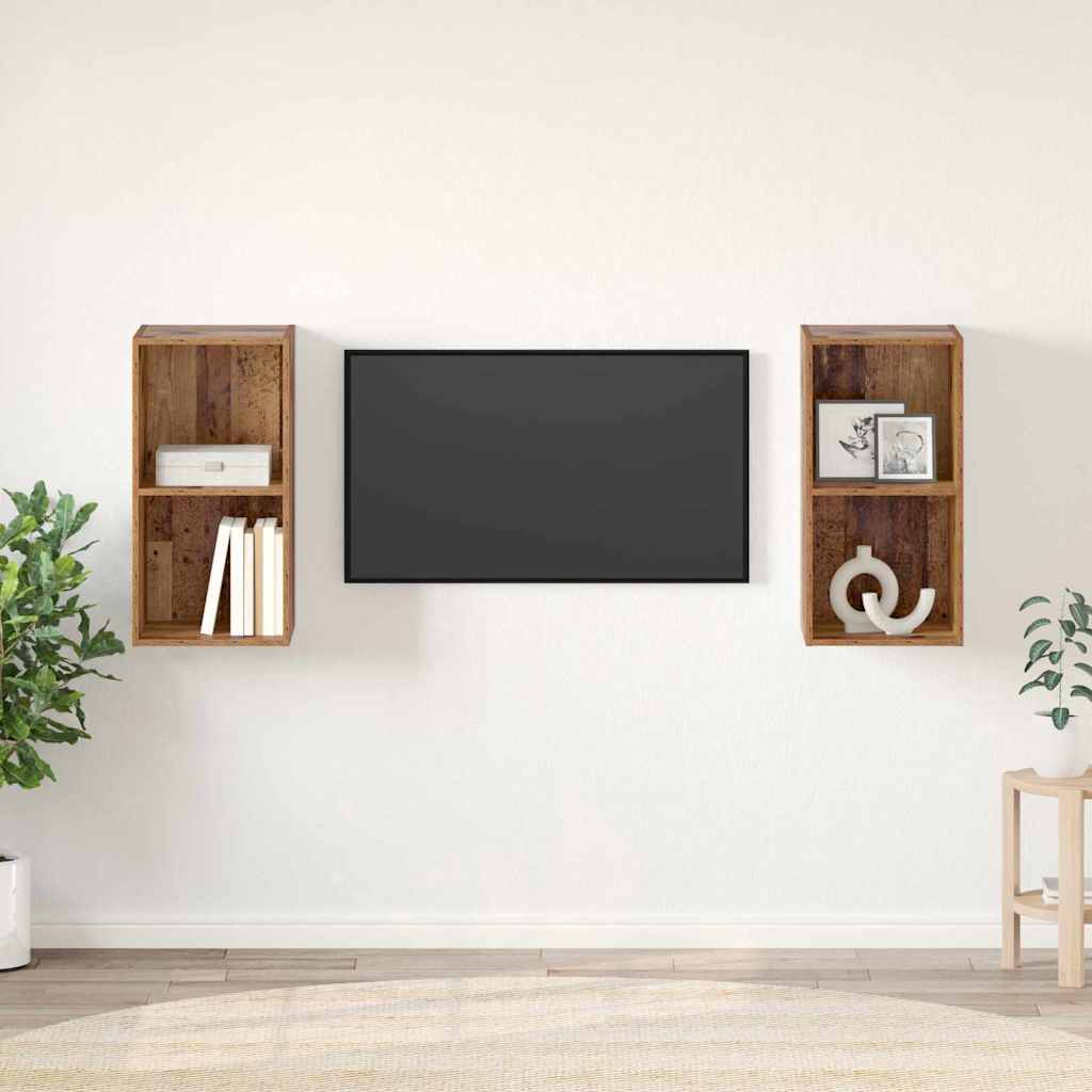 TV szekrény garnitúra 2 pcs Öreg fa 37 x 37 x 72 cm Faanyag