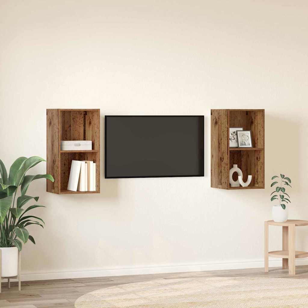 TV szekrény garnitúra 2 pcs Öreg fa 37 x 37 x 72 cm Faanyag