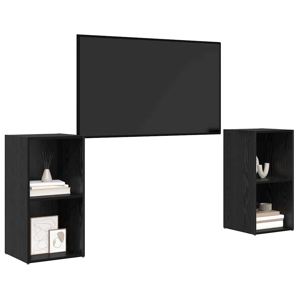 TV szekrény garnitúra 2 db Fekete tölgy Szerelt Fa