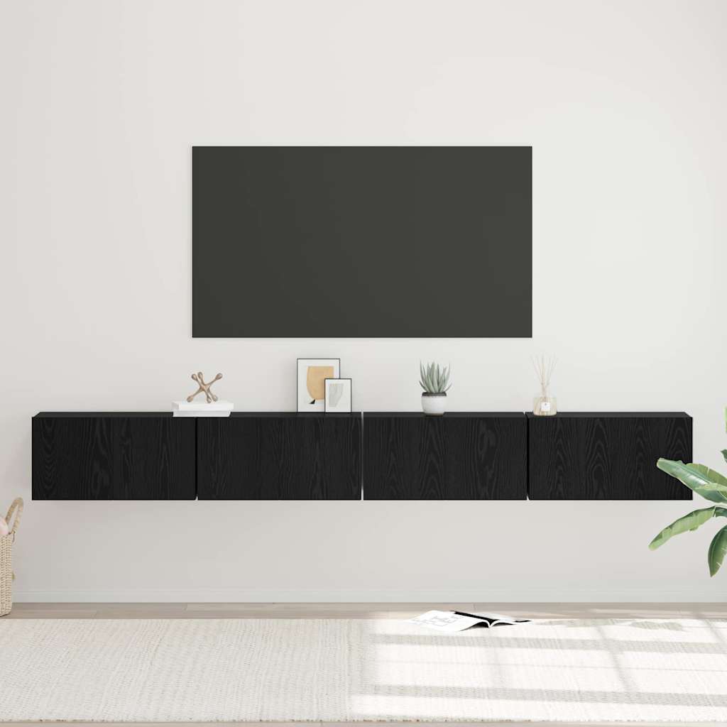 TV szekrény garnitúra 4 db Fekete tölgy Szerelt Fa
