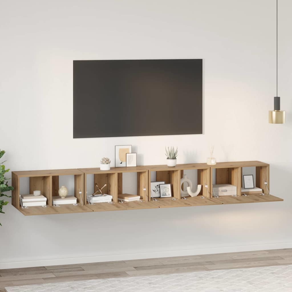 TV szekrény garnitúra 4 db Artisan tölgy Szerelt Fa