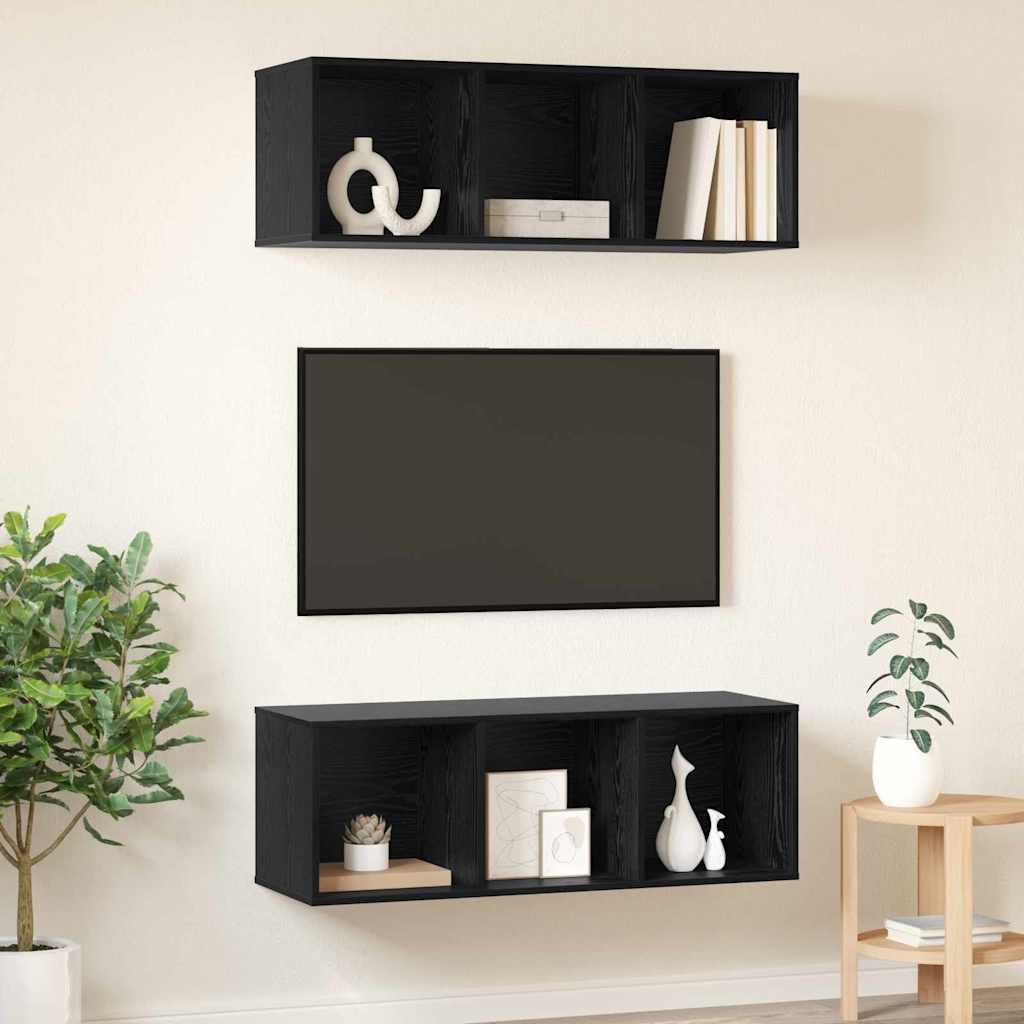 TV szekrény garnitúra 2 pcs Fekete tölgy 37 x 37 x 107 cm