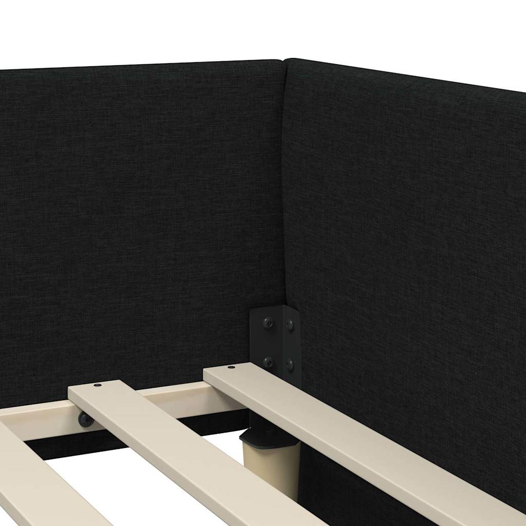 Sarokágy keret fejtámlával Fekete 80 cm x 200 cm szövet