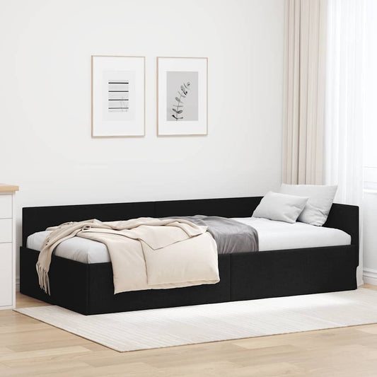 Sarokágy keret fejtámlával Fekete 80 cm x 200 cm szövet