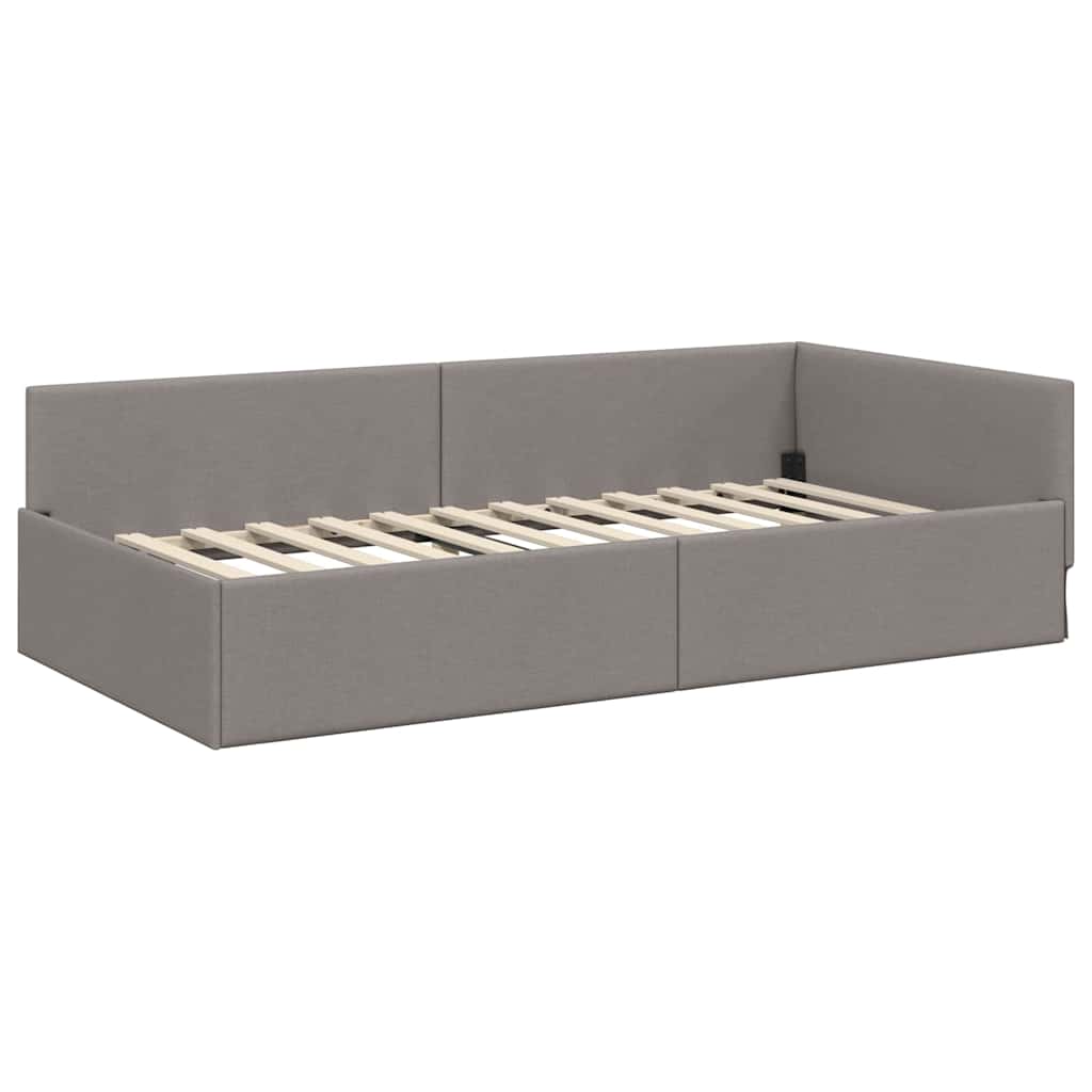 Sarokágy keret fejtámlával Tópszínű 80 cm x 200 cm szövet