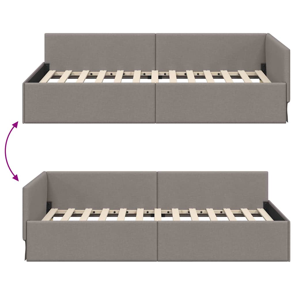 Sarokágy keret fejtámlával Tópszínű 80 cm x 200 cm szövet
