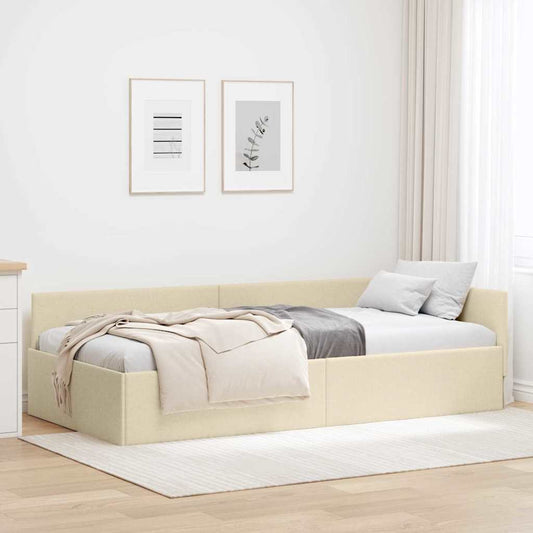 Sarokágy keret fejtámlával Krém 80 cm x 200 cm szövet