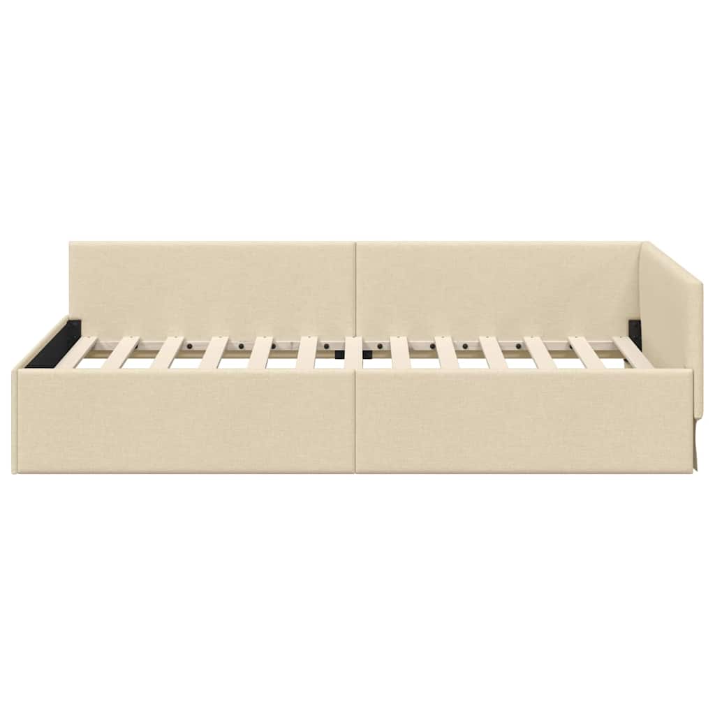 Sarokágy keret fejtámlával Krém 80 cm x 200 cm szövet