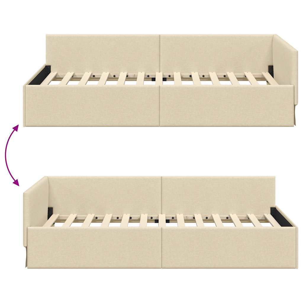 Sarokágy keret fejtámlával Krém 80 cm x 200 cm szövet