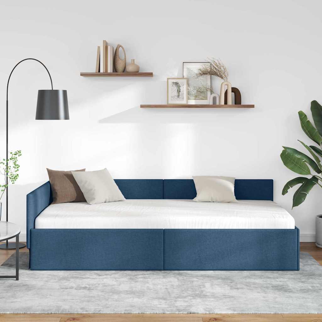 Sarokágy keret fejtámlával Kék 90 cm x 190 cm szövet