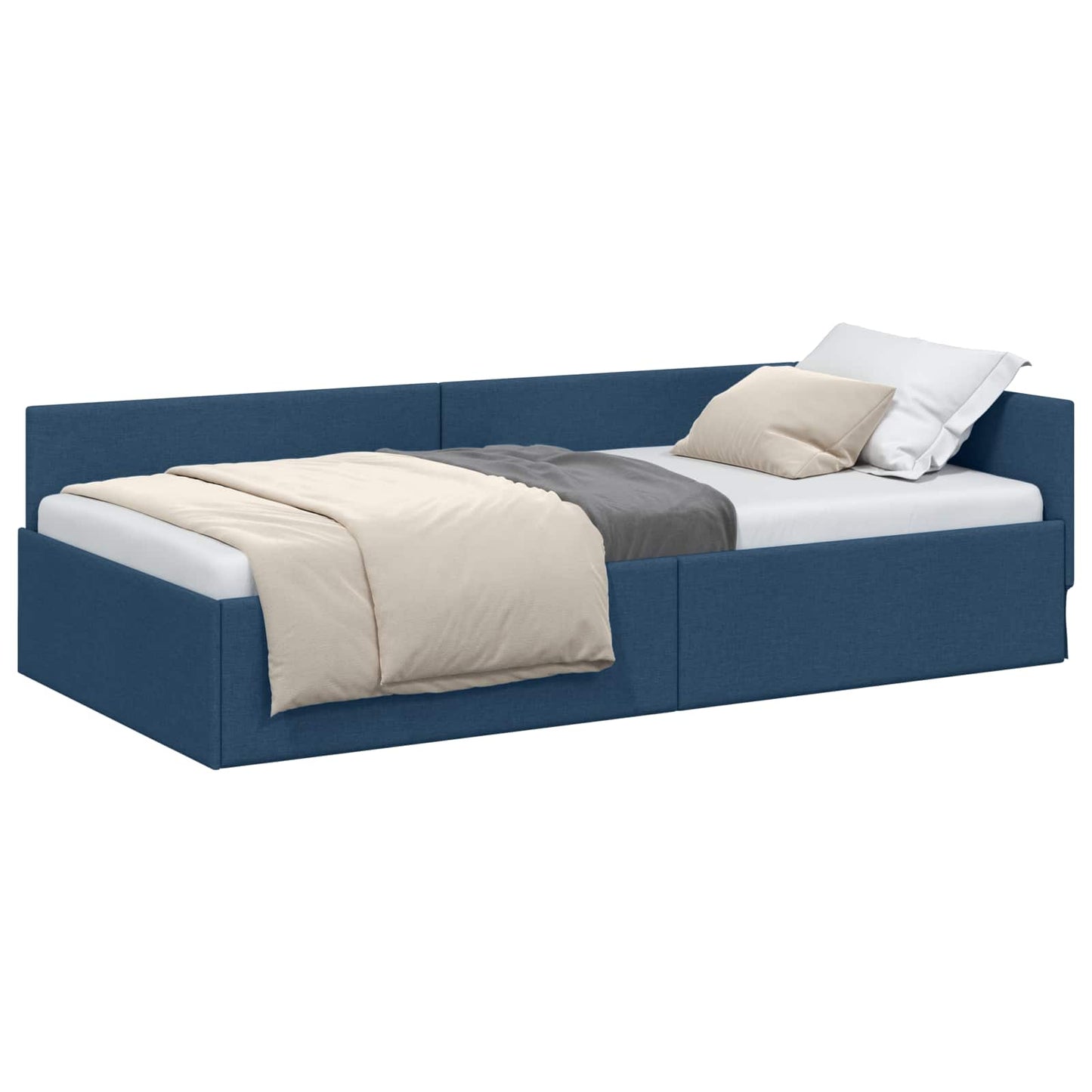 Sarokágy keret fejtámlával Kék 90 cm x 190 cm szövet