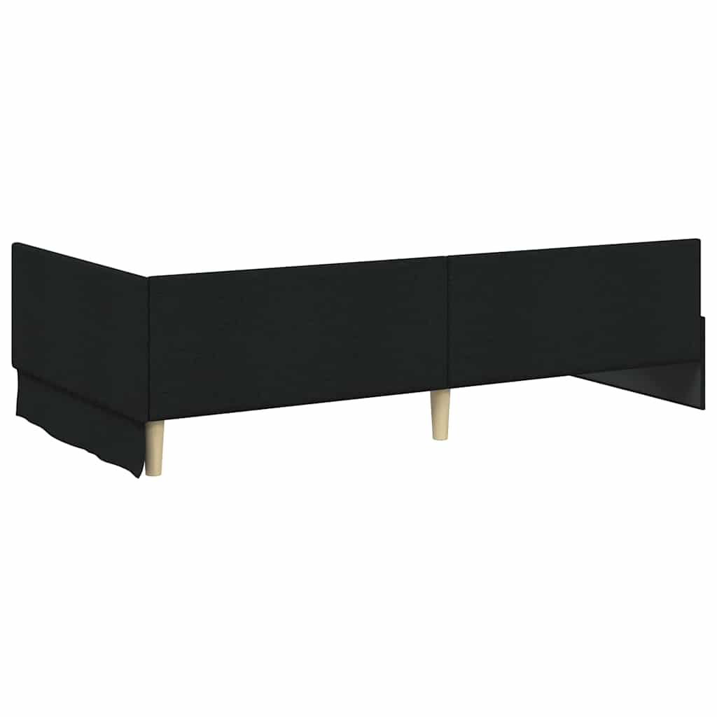 Sarokágy keret fejtámlával Fekete 90 cm x 200 cm szövet