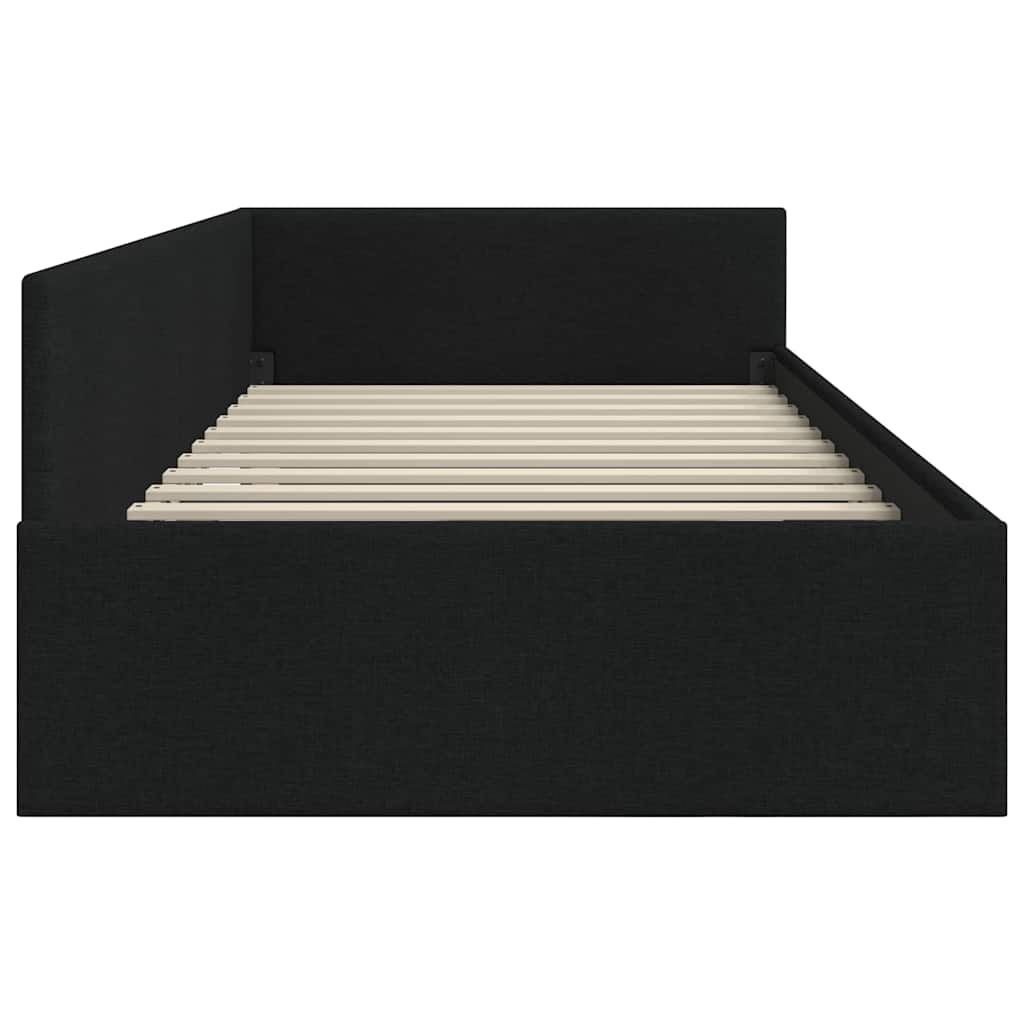 Sarokágy keret fejtámlával Fekete 90 cm x 200 cm szövet