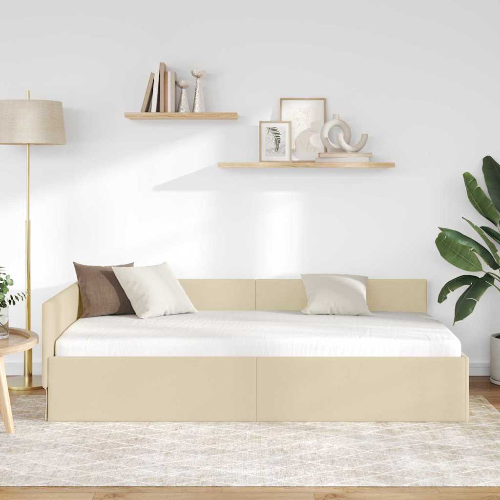 Sarokágy keret fejtámlával Krém 90 cm x 200 cm szövet