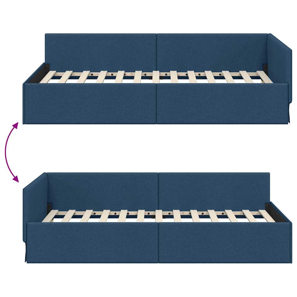 Sarokágy keret fejtámlával Kék 90 cm x 200 cm szövet