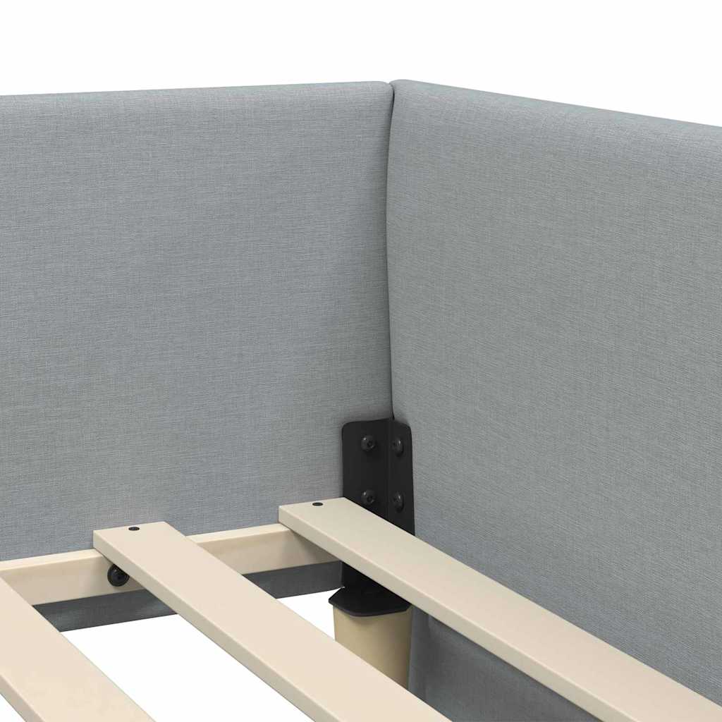 Sarokágy keret fejtámlával Világosszürke 100 cm x 200 cm szövet