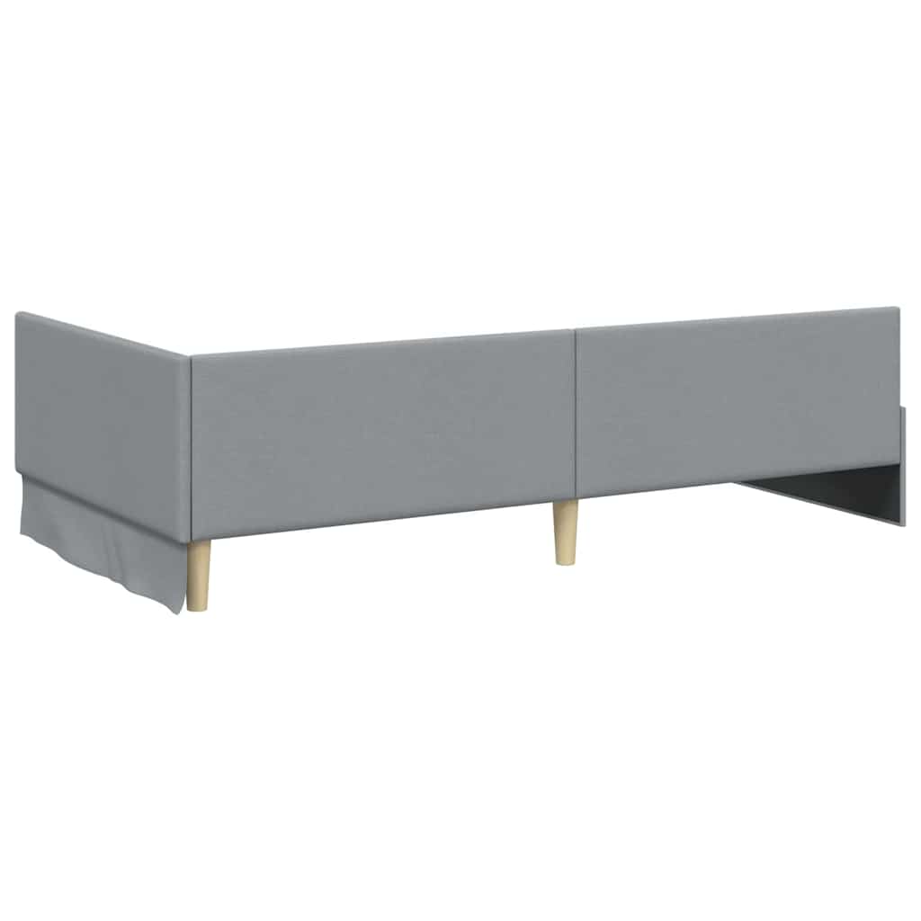 Sarokágy keret fejtámlával Világosszürke 100 cm x 200 cm szövet