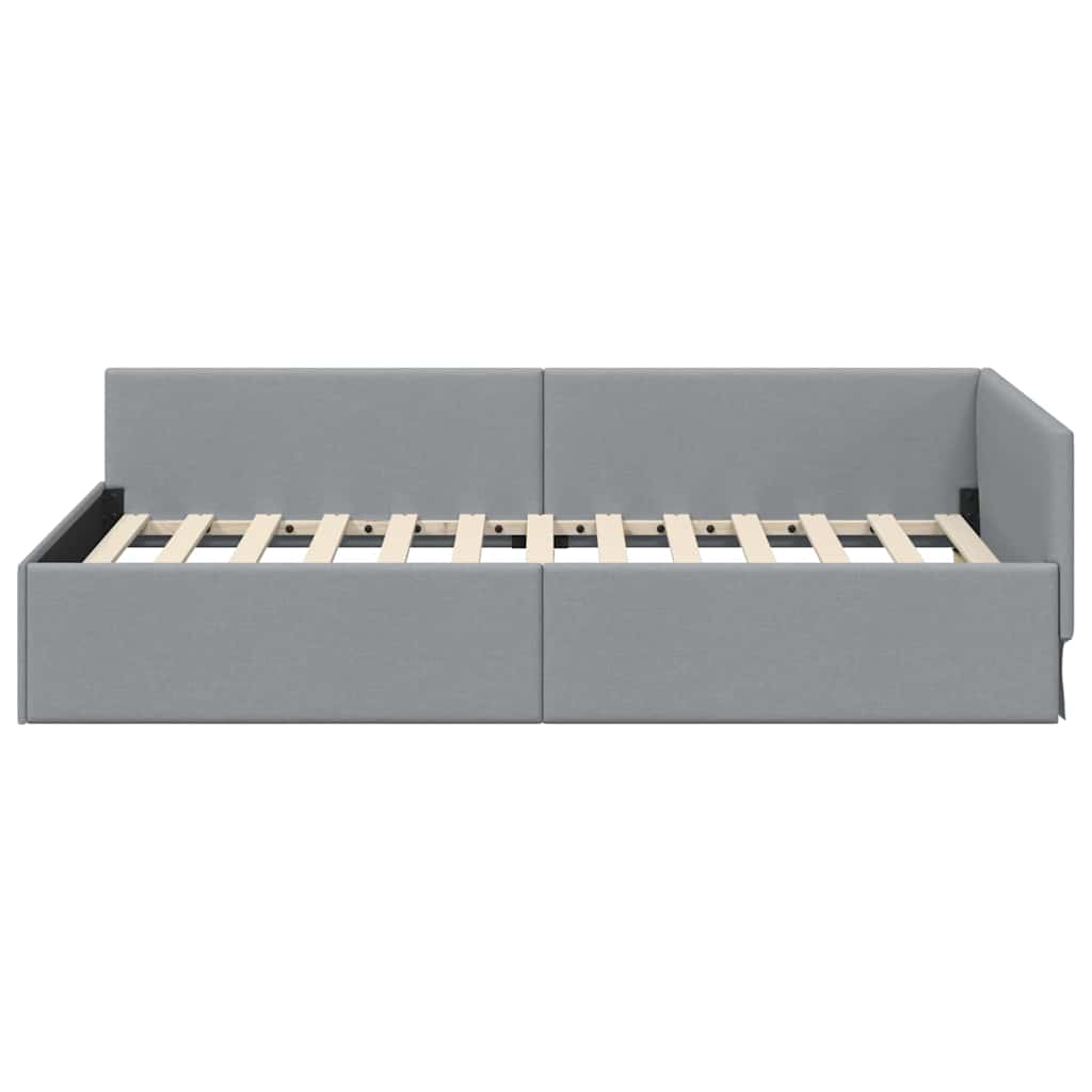 Sarokágy keret fejtámlával Világosszürke 100 cm x 200 cm szövet