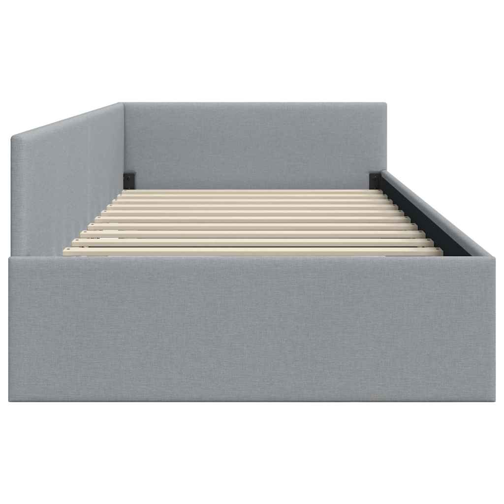 Sarokágy keret fejtámlával Világosszürke 100 cm x 200 cm szövet