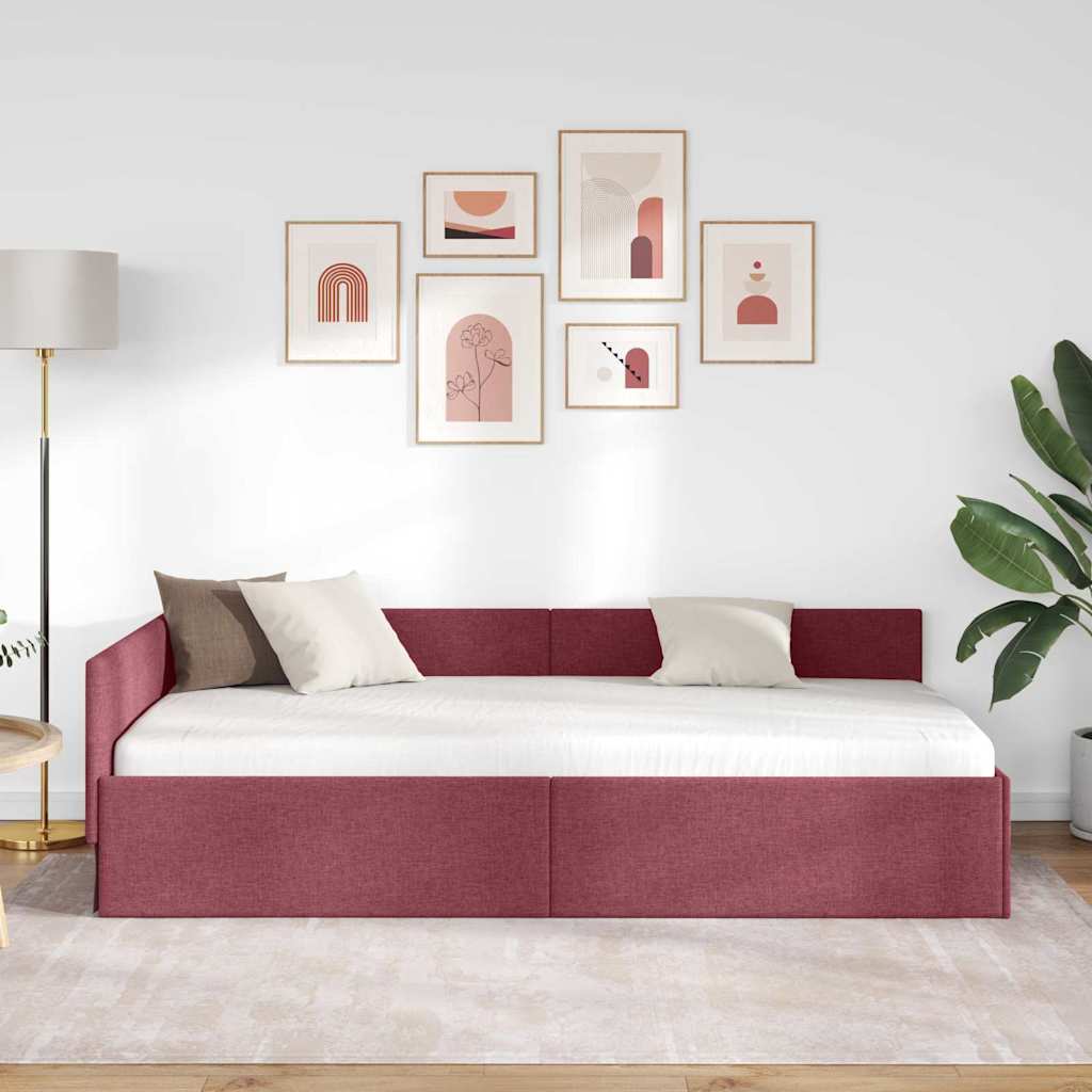 Sarokágy keret fejtámlával Bordó 100 cm x 200 cm szövet