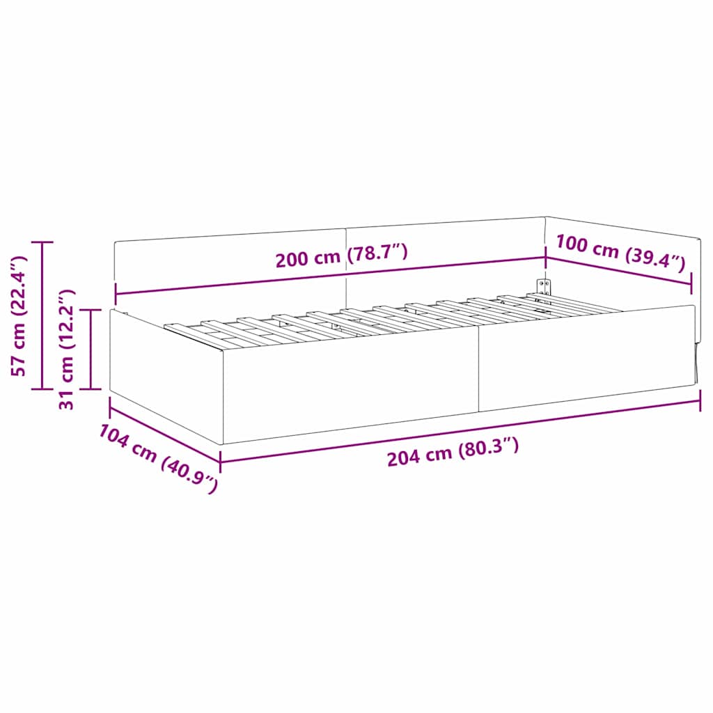 Sarokágy keret fejtámlával Sötétzöld 100 cm x 200 cm szövet