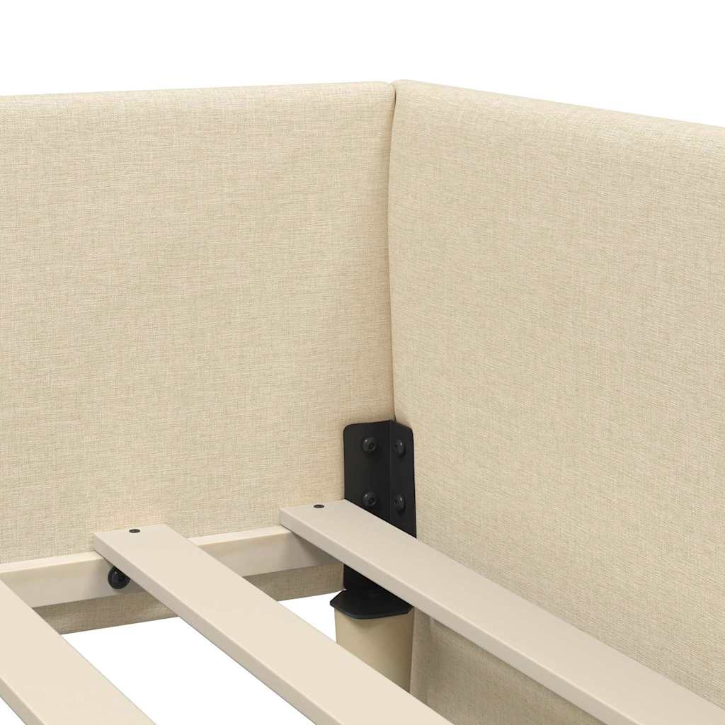 Sarokágy keret fejtámlával Krém 100 cm x 200 cm szövet