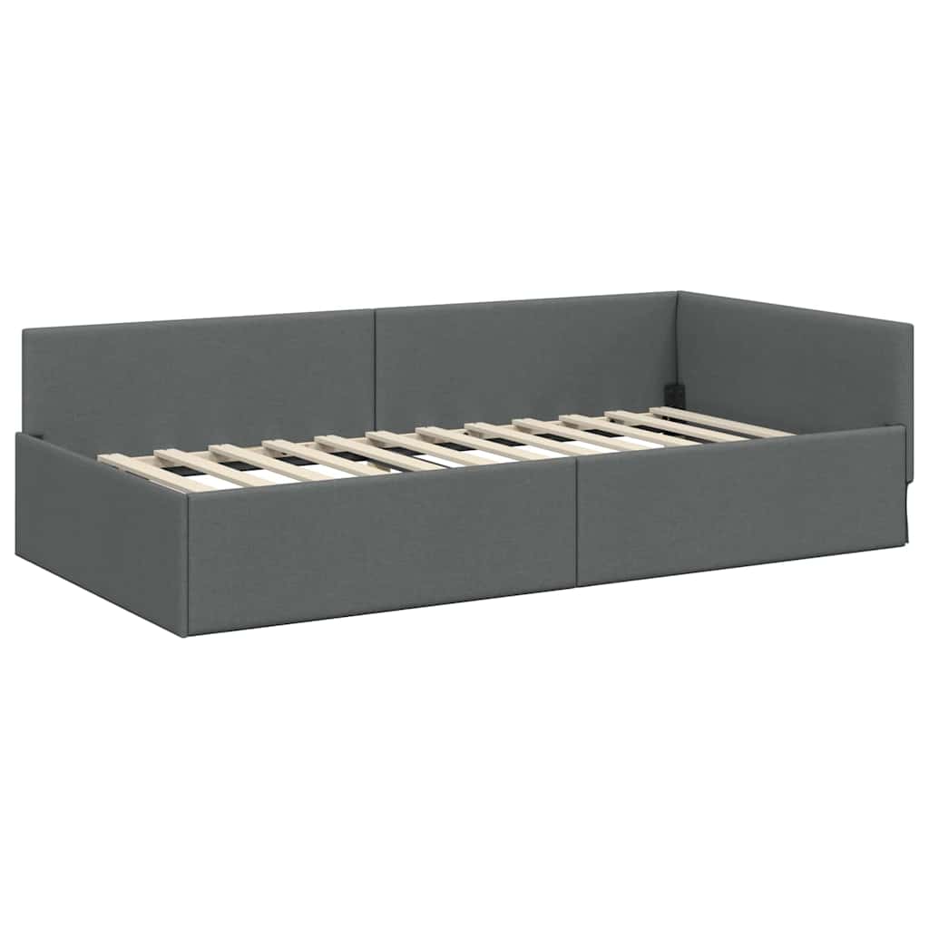 Sarokágy keret Sötétszürke 100 x 203 cm szövet