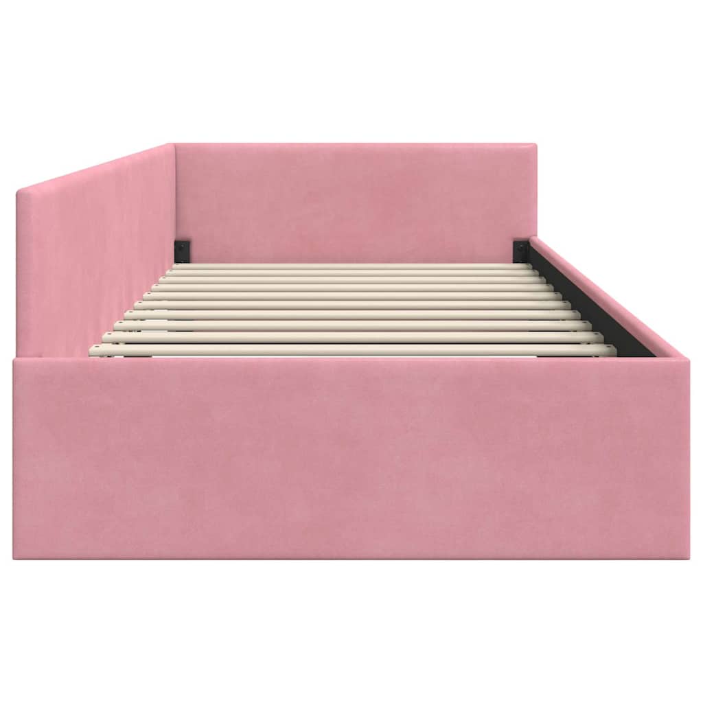 Sarokágy keret fejtámlával Rózsaszín 80 cm x 200 cm Bársony