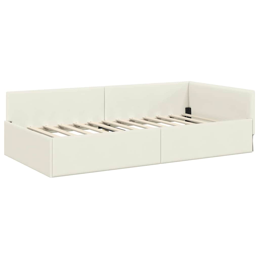 Sarokágy keret fejtámlával Krém 80 cm x 200 cm Bársony