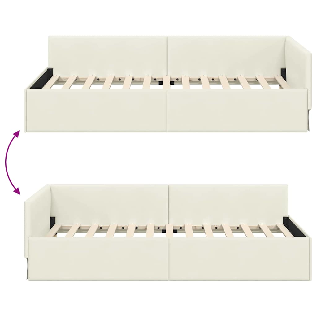 Sarokágy keret fejtámlával Krém 80 cm x 200 cm Bársony
