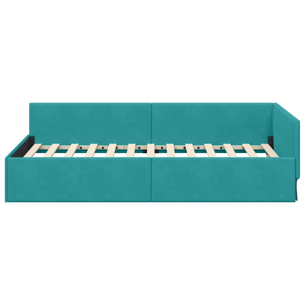 Sarokágy keret fejtámlával Türkiz 80 cm x 200 cm Bársony