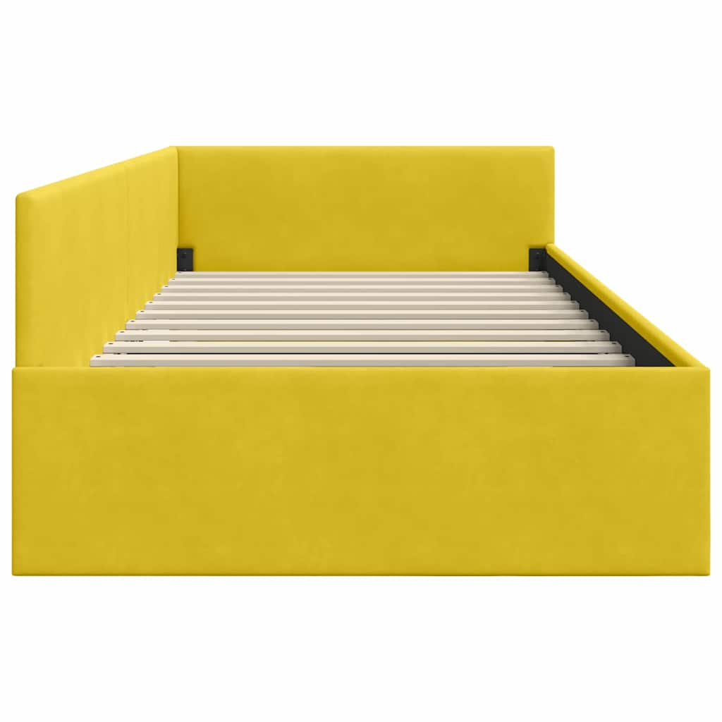 Sarokágy keret fejtámlával Sárga 90 cm x 190 cm Bársony