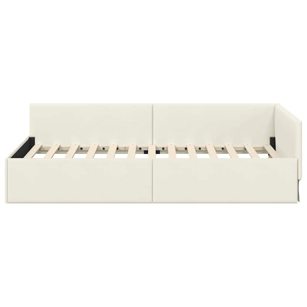 Sarokágy keret fejtámlával Krém 90 cm x 190 cm Bársony