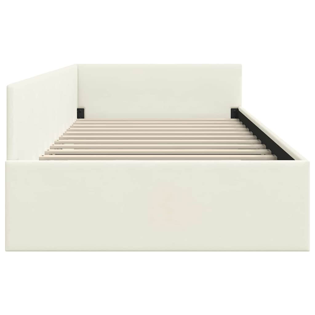 Sarokágy keret fejtámlával Krém 90 cm x 190 cm Bársony