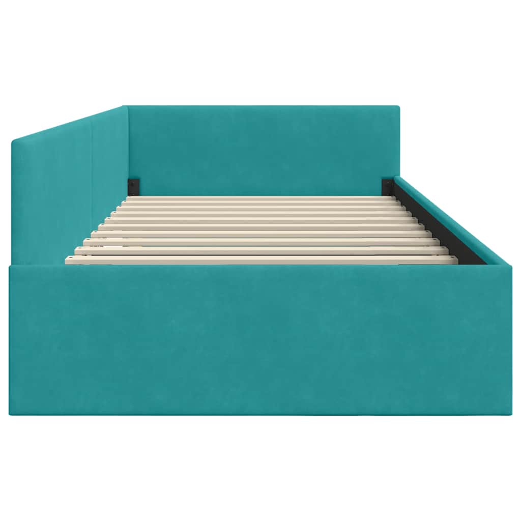 Sarokágy keret fejtámlával Türkiz 90 cm x 190 cm Bársony