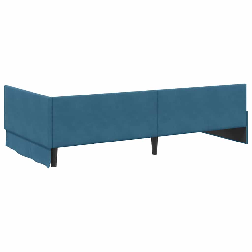 Sarokágy keret fejtámlával Kék 90 cm x 200 cm Bársony