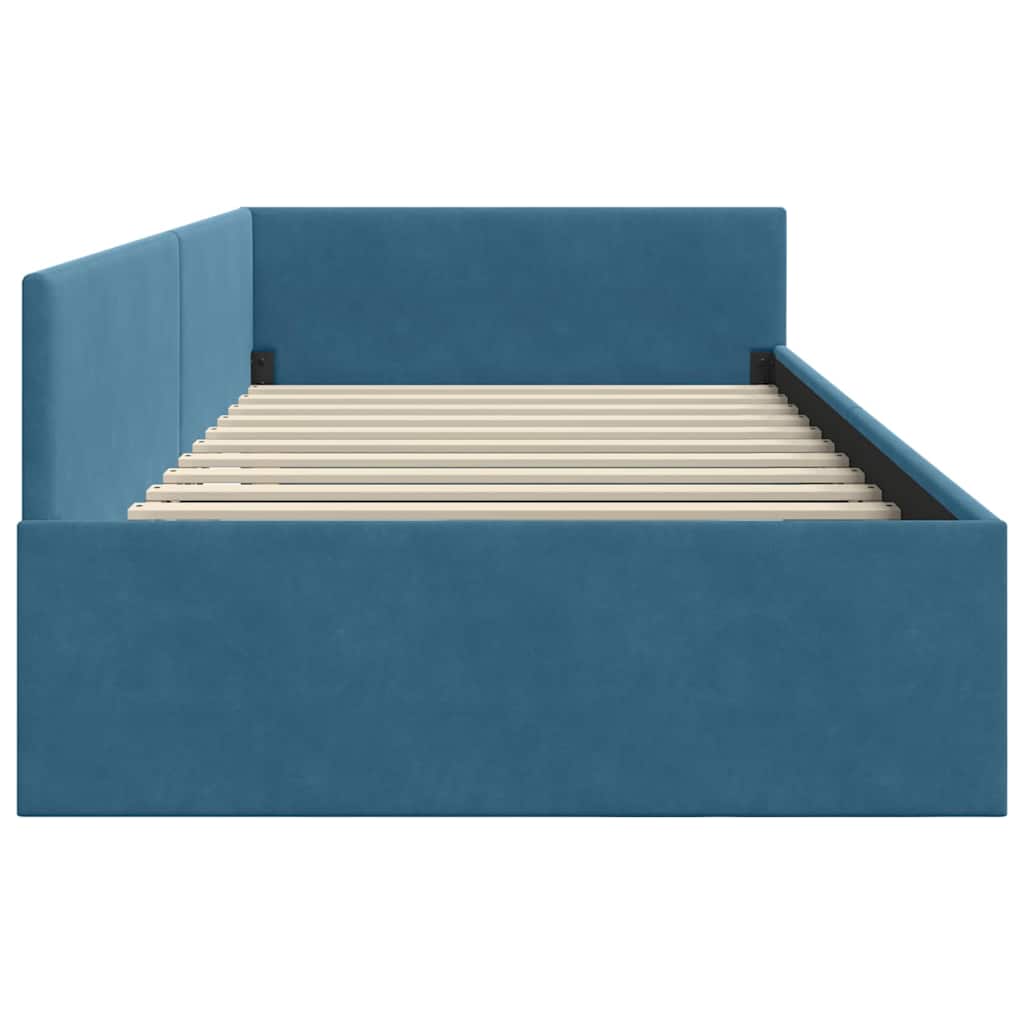 Sarokágy keret fejtámlával Kék 90 cm x 200 cm Bársony